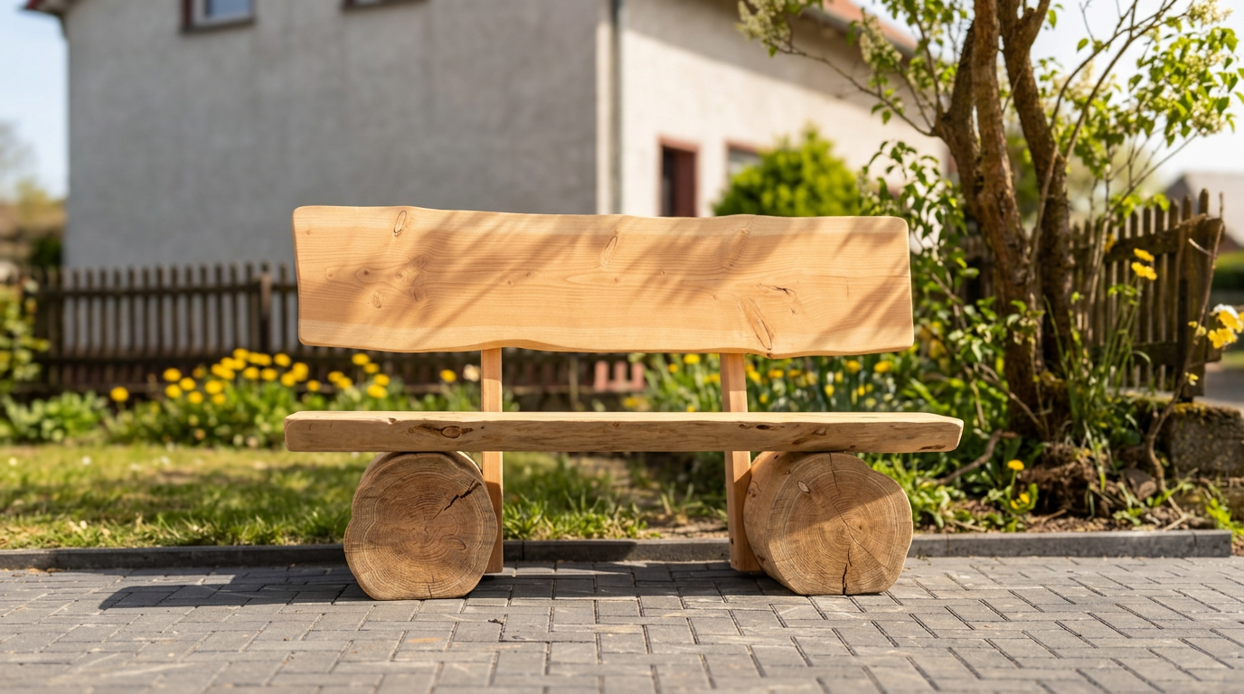 Moderne, klare Bank auf Design-Terrasse