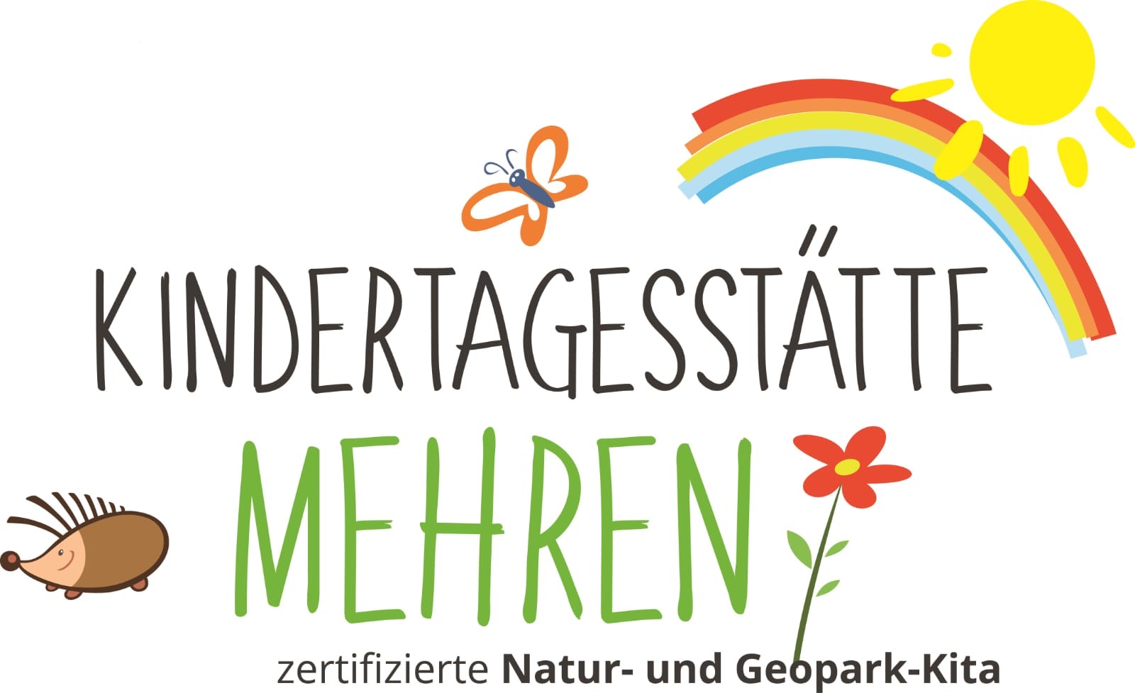 Originallogo der Kindertagesstätte Mehren als Vorlage für eine individuelle CNC-Gravur auf einer handgefertigten Baumstammbank.
